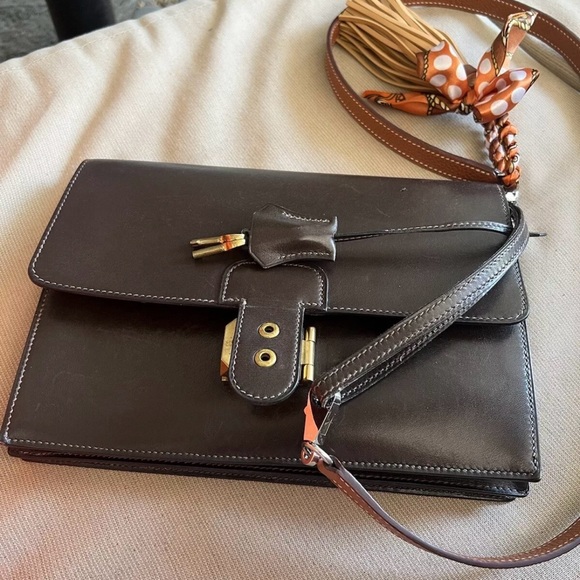 Vintage AUTH HERMES Pochette Clutch Box Leather@Clochette and two keys. - Picture 7 of 12